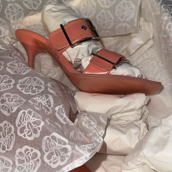 1090.00 NIB Alexander McQueen Box Buckle-Detailed Heeled Sandals 38 1/2 - Picture 8 of 14